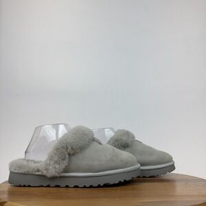 Womens Ugg Disquette Pale Gray Shearling Lined Comfort Slippers Shoes Size 8 M
